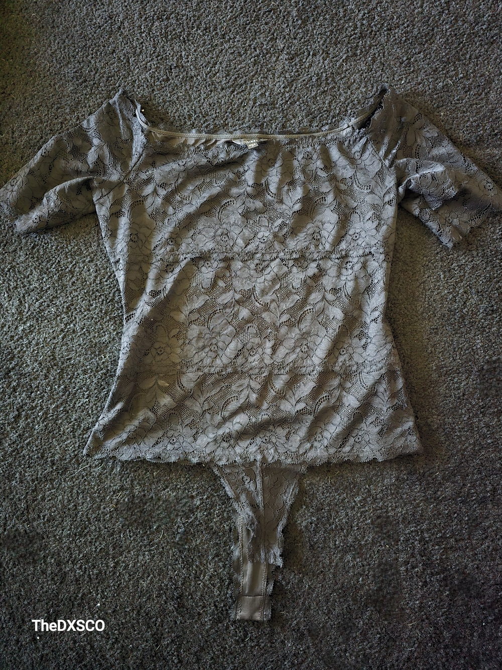 Guess Black Floral Lace Bodysuit Top